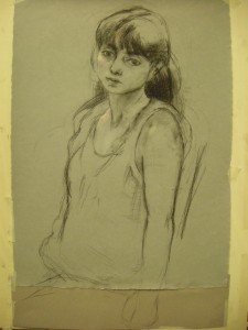 The demonstration drawing during the drawing course2010,the portrait of Elena