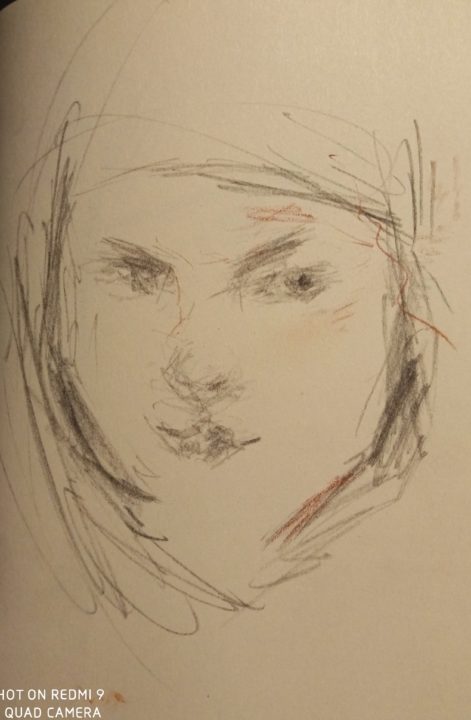 The portrait sketch of the Italian student from Como