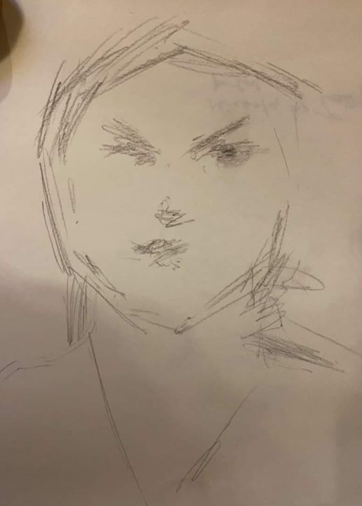 The portrait sketch of the Italian student -The immidiate sketch of the strong feelings