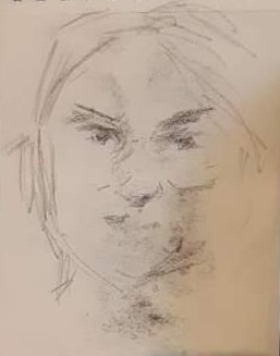 The portrait sketch of the Italian student who studies music-The very quick impression