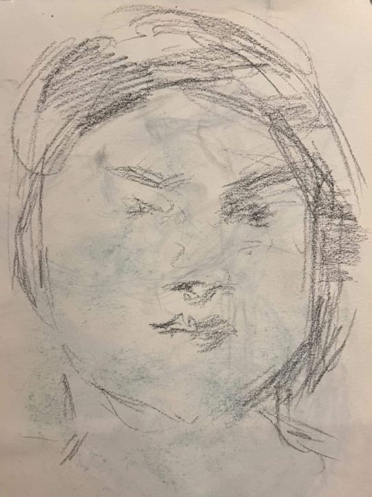 The portrait sketch of the American woman from Newyork -Thank you for her and her husband’s presense