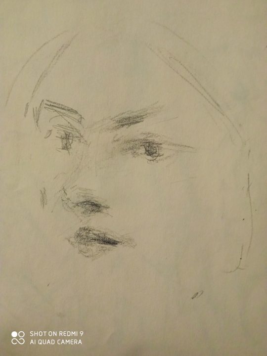 The portrait sketch of the French student in Paris-The very quick impression while we were talking