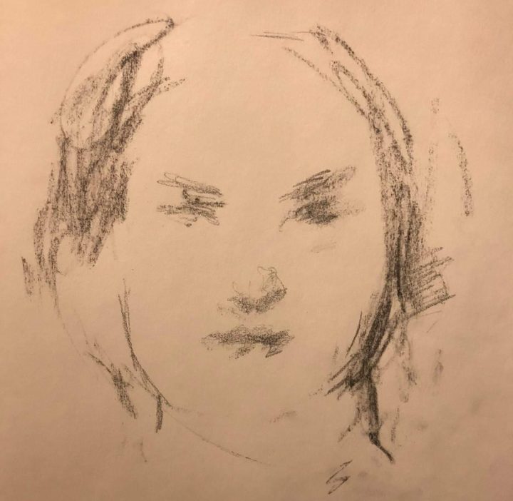 The portrait sketch of the Italian student from Veneto region -The very quick impression