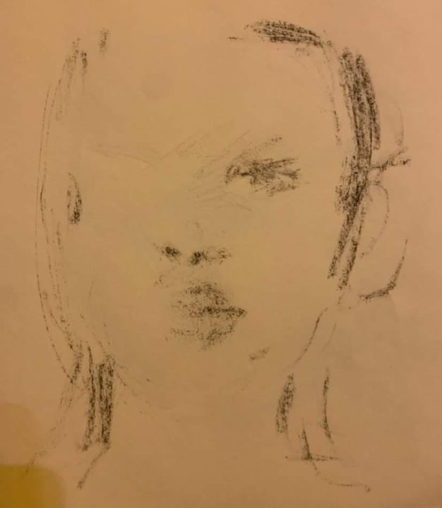 The portrait sketch of the Moroccan student in Paris -Thank you for thier presense
