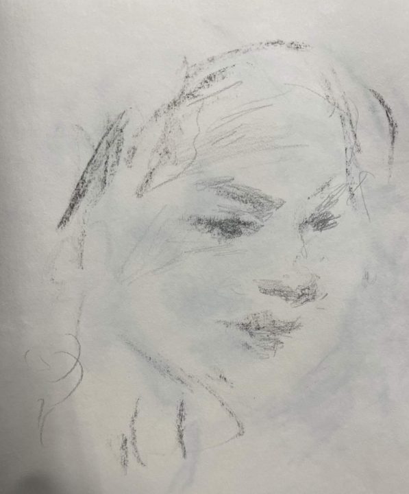The portrait sketch of the French student in Paris -The very quick impression
