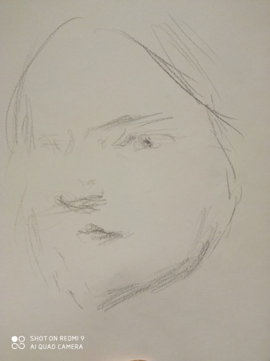The portrait sketch of the French student in Paris-The very quick impression