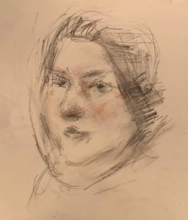The portrait sketch of the Turkish student from Berlin -The second drawing