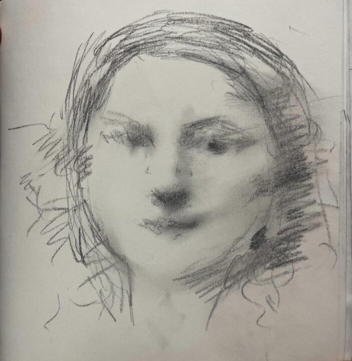 The very quick drawing of Mona Lisa ( La Joconde)at Louvre Museum
