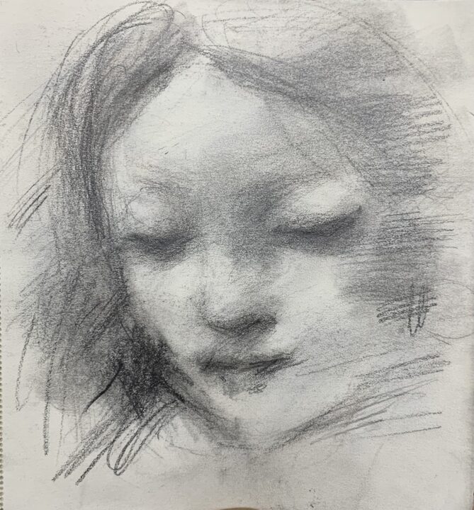 The new interpretation from Leonardo’s painting used for the reference of the online lesson